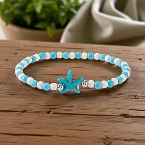 NWT Coastal Starfish Synthetic Turquoise Beaded Stretch Bracelet
